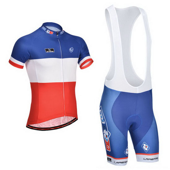 2014 Maillot FDJ Tirantes Mangas Cortas